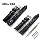 Ремешок кожаный для часов Rolex Omega IWC, классический браслет с крокодиловой текстурой, чёрный темно-коричневый розовый белый, 12 14 16 18 20 22 24 мм