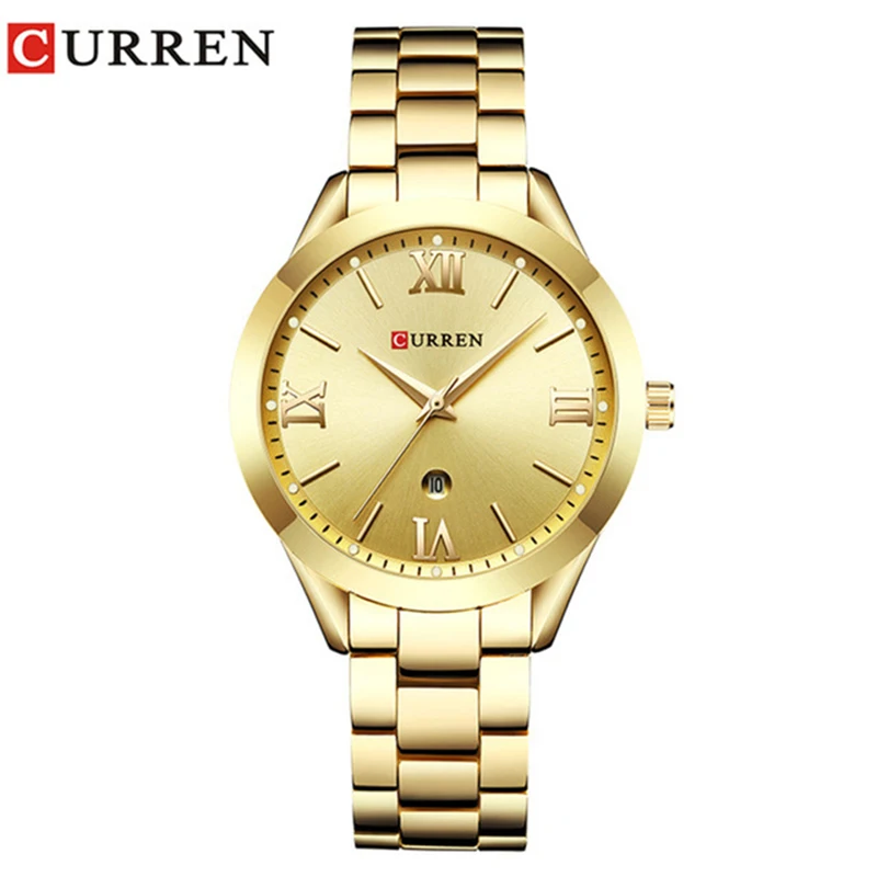 CURREN 9007, часы из розового золота, женские кварцевые часы, Дамский Топ бренд, роскошные женские наручные часы, женские часы, Relogio Feminino - Цвет: Gold Gold