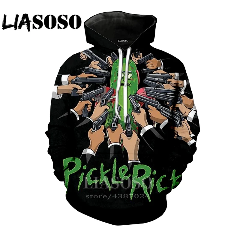 1 LIASOSO, модные толстовки с капюшоном, пальто с животными, аниме, Толстовка Harajuku, 3D принт, для мужчин, мариновка, wo, для мужчин, забавный Рик Морти, толстовки E243 - Цвет: 1