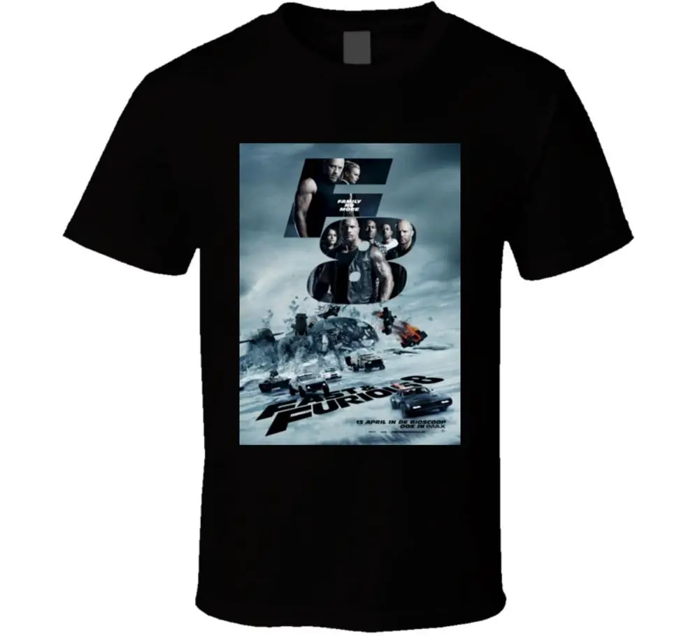 F8 Fate of the Furious 8 Action Adventure Movie T shirt Summer Short Sleeves Cotton Fashion t Shirt | Мужская одежда