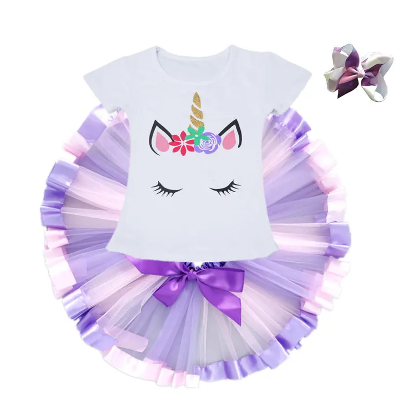 Пушистое платье пачка для маленьких девочек с единорогом летняя вечерние дня