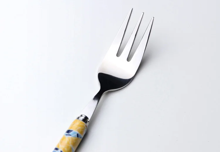 6 Pcs Cybil Colorful Geometric Pattern Stainless Steel Forks with Ceramic Handle for Tea and Cake Dessert 15cm | Дом и сад