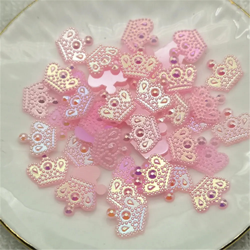Pink 200 шт 11*12 мм Корона смолы AB Цвет плоские для альбома Аппликации украшения DIY - Цвет: Pink