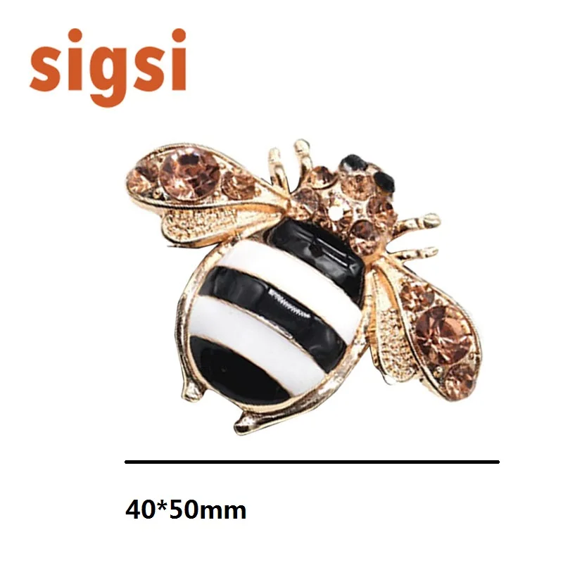 100pcs 40mm Fancy jewelry gold tone enamel rhinestone crystal cute honeybee/bee brooch pin/broach for party/gift | Украшения и