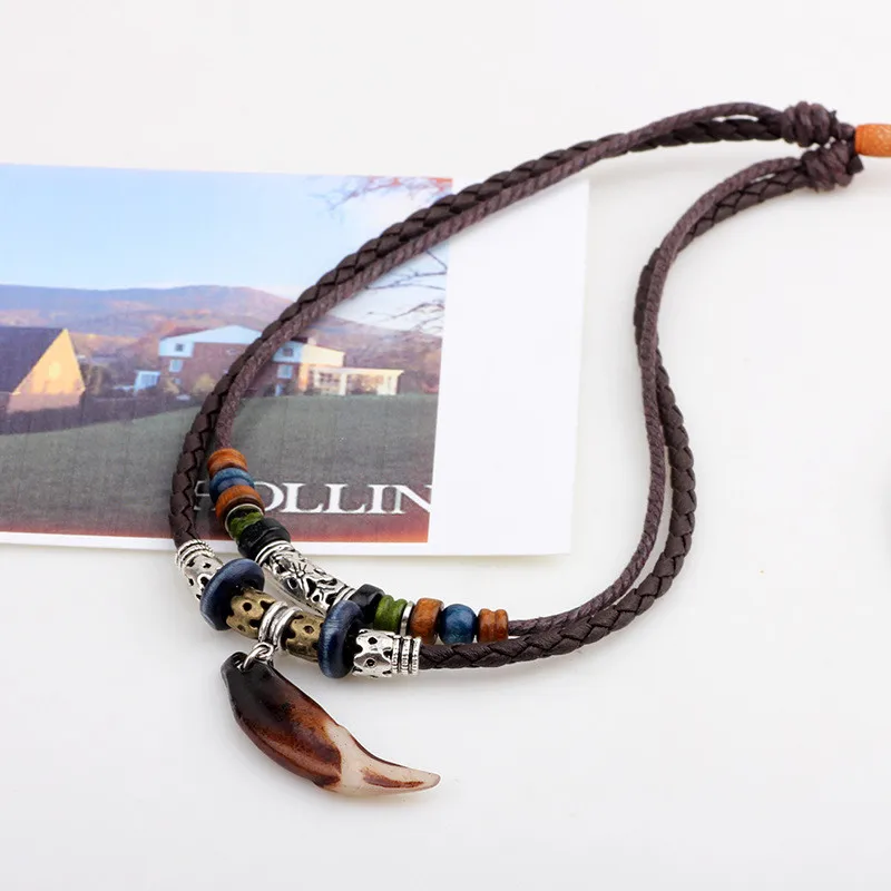 

Bohemian Multilayer Wood Beads Alloy Cross Charms Pendant Necklace Leather Chain For Women Men Jewelry