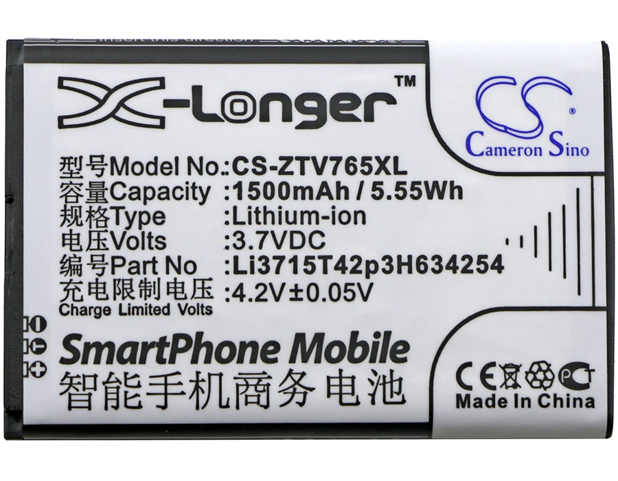 Cameron Sino 1500 мАч аккумулятор Li3715T42p3H634254 для ZTE Blade G Leo Q1 V765 новые V765M|Аккумуляторы