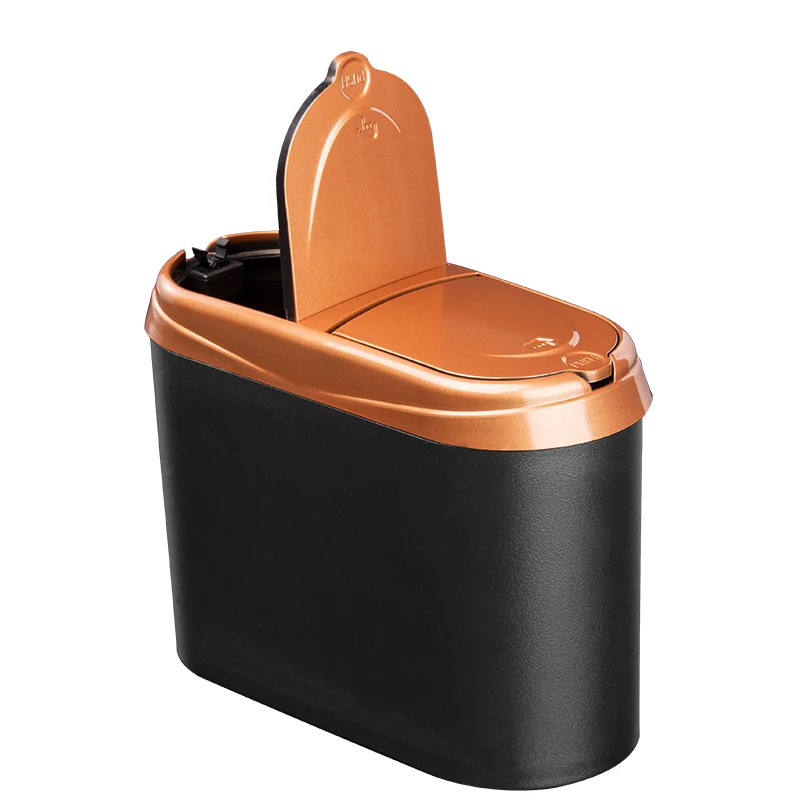 Золотой car trash bin Mini garbage can car interior trash bag fashion rubbish Holder Hook Plastic basket supplies multifunc accessories - Название цвета: Золотой