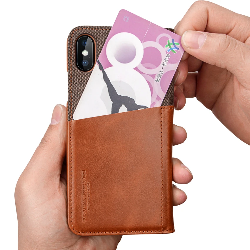 Роскошный чехол для телефона NUOKU из воловьей кожи с откидной крышкой iPhone X XS