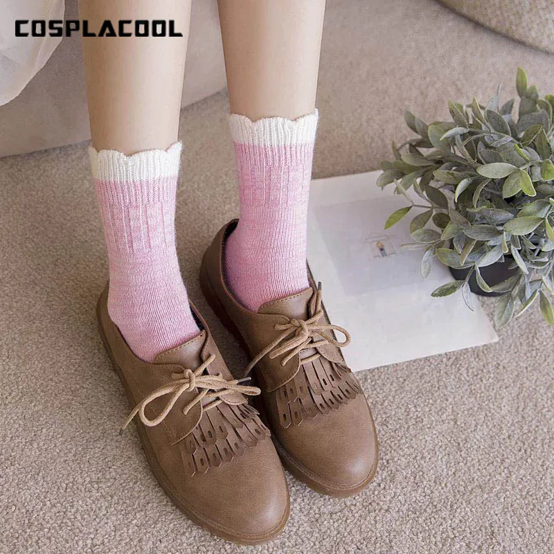

[COSPLACOOL]Lace Candy Color Heap Heap Socks Women Harajuku Creative Funny Socks Japan College Style Meias Calcetines Mujer
