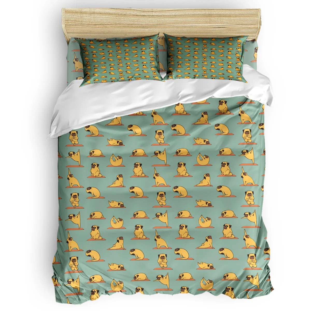Набор постельного белья с рисунком мопса йоги 3/4 предмета|Комплекты белья| |