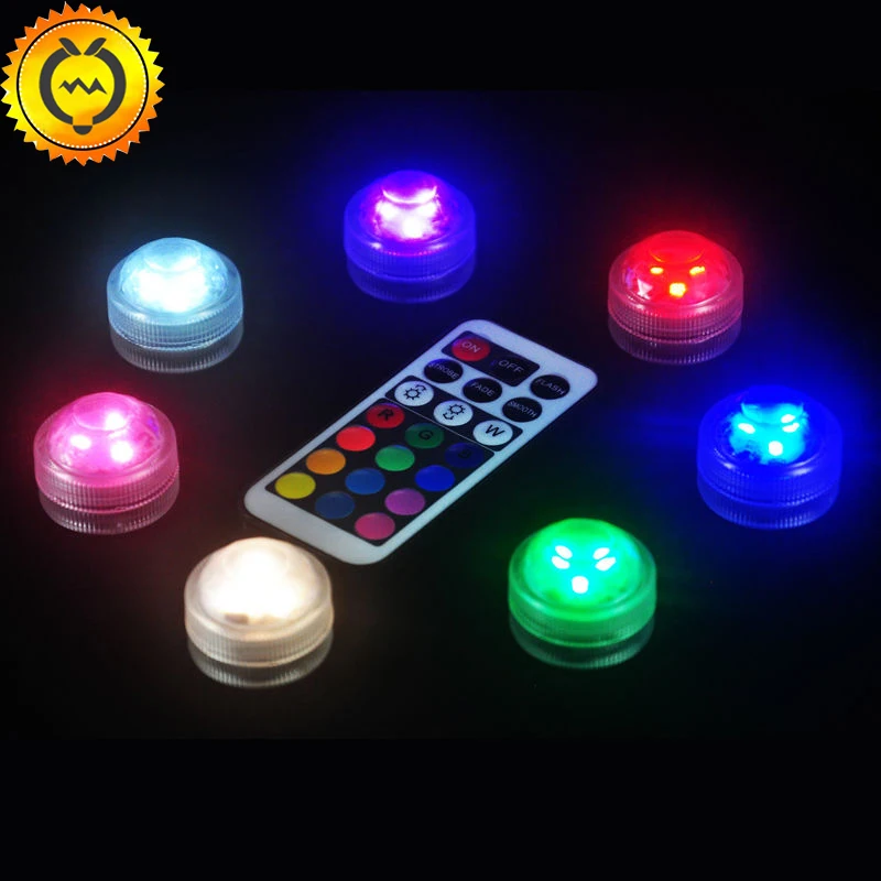 10pcs Party Tea Mini LED Lights With Battery Remote Control Submersible Table Lamp Indoor Decoration Christmas Wedding Lighting images - 6