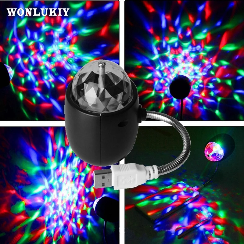 2 в 1 Mini USB светодиодный свет этапа 4 Вт Этап лампы RGB Кристалл Волшебный шар Диско