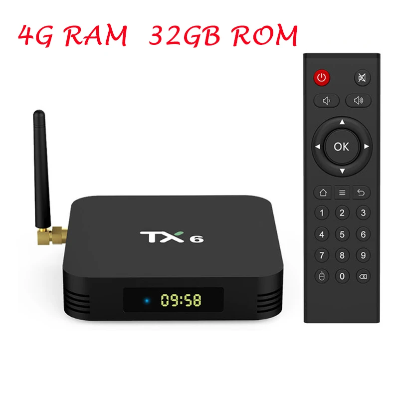 TX6 Smart tv BOX Android 9,0 Allwinner H6 четырехъядерный USB 3,0 4G/64G 2,4G/5G двойной wifi BT4.1 4K HD Neftflix Google телеприставка - Цвет: 4G 32G TV BOX