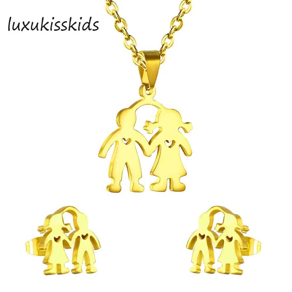 LUXUKISSKIDS Модные Ювелирные наборы для девочек из Дубая золотого цвета с сердцем