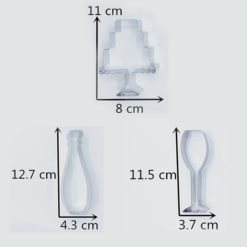 KENIAO для свадебного печенья Cutter Set 3 шт. резак торта шампанского и печенья/помадки