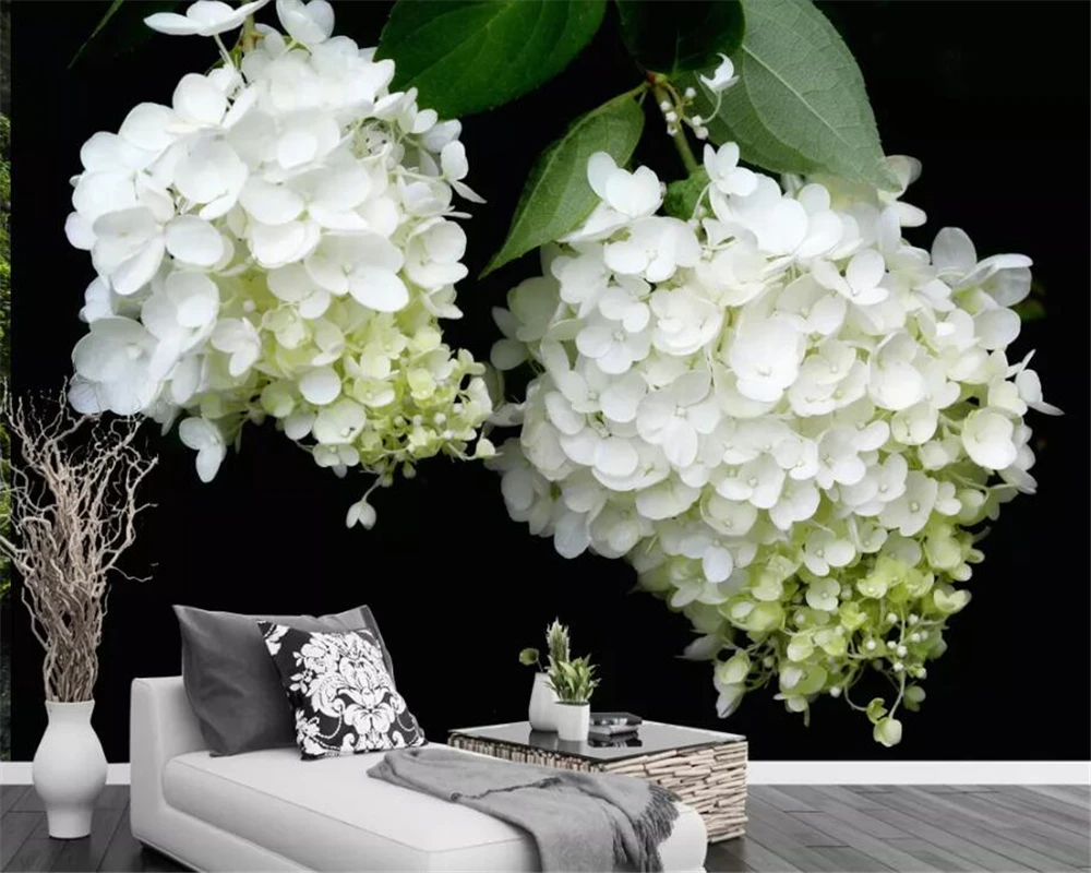 3d обои для гостиной спальни белая гортензия|Обои| |