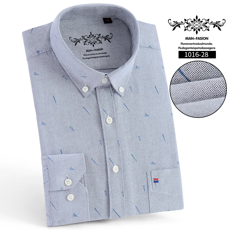 Shirt Men 28 Высококачественная оксфордская полосатая рубашка с длинным рукавом camisa Manga Larga Hombre серая винтажная Мужская рубашка Camisa Masculina SlimFit Overhemd - Цвет: Shirt Men 28