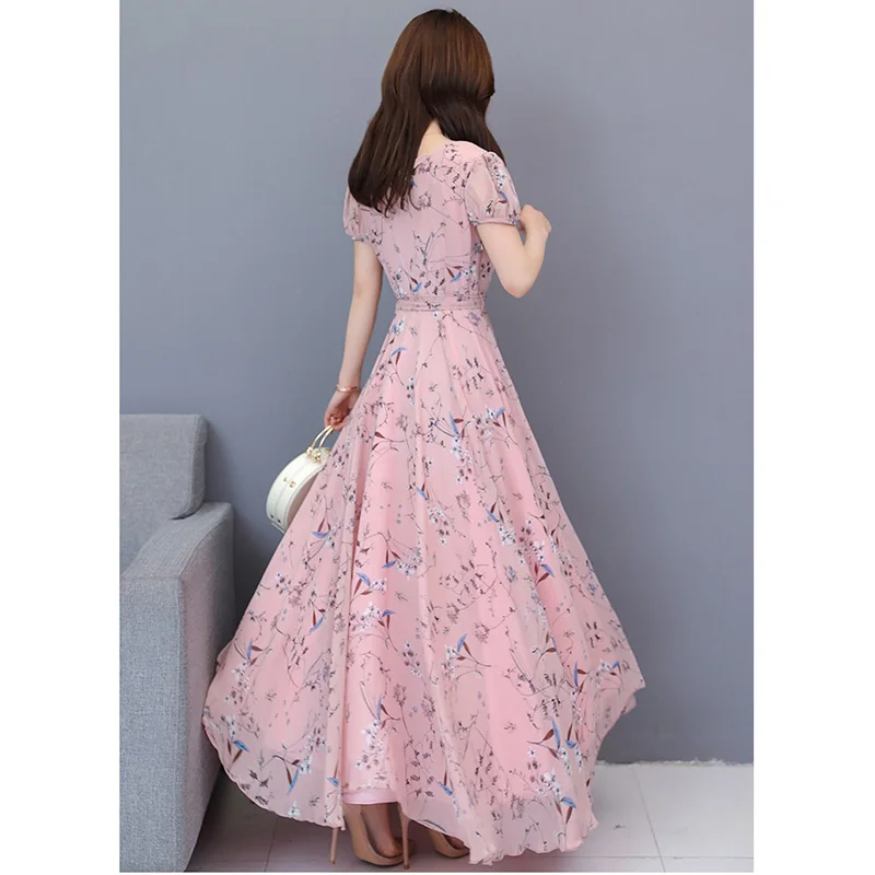 Платье женское длинное с цветочным принтом элегантное вечернее праздничное