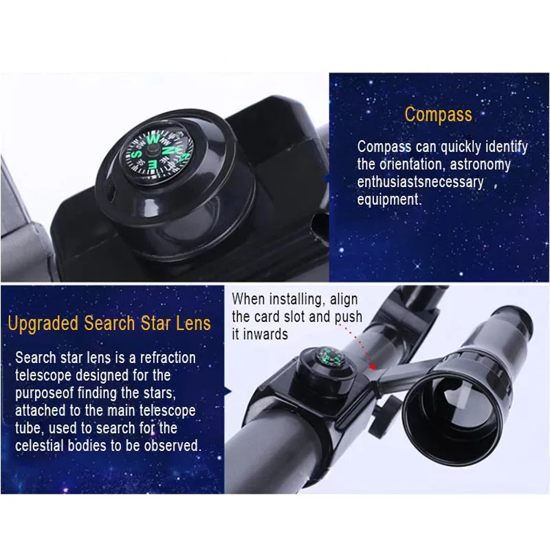 40X детский телескоп с компасом штатив поиск Звезд наблюдений Вселенная