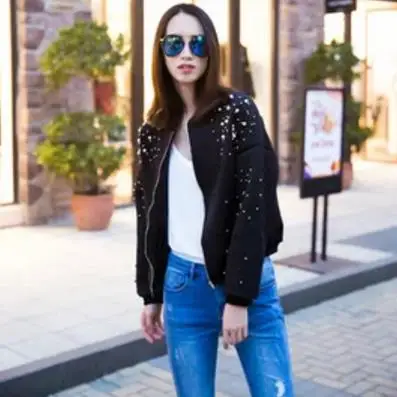 2018 весна осень Женская Повседневная Свободная бейсбольная куртка с заклепками в