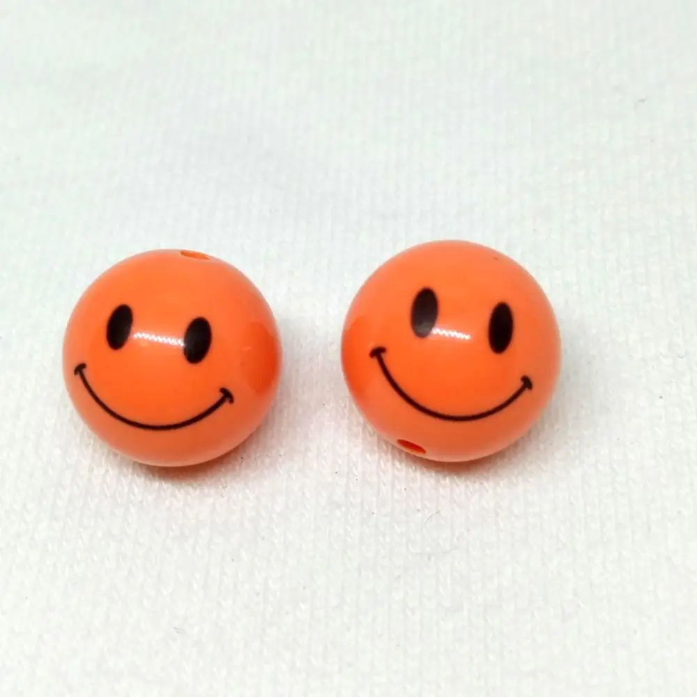10 шт. 14 мм smiley face узор круглые осветляющие бусины из смолы, браслет серьги аксессуары для изготовления украшений, популярный - Цвет: Color 1