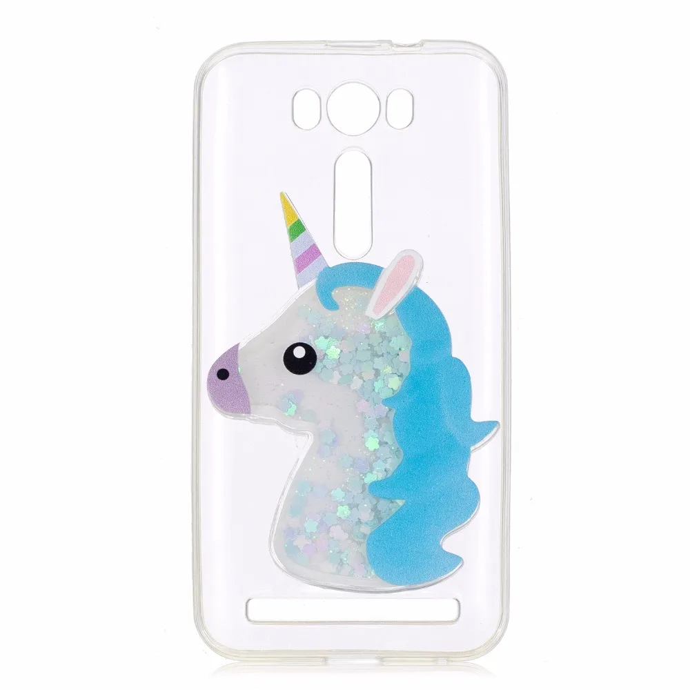 For Asus ZE500KL Cover Luxury 3D Quicksand Unicorn Soft Transparent TPU Case ASUS ZenFone 2 Laser Cases Back |