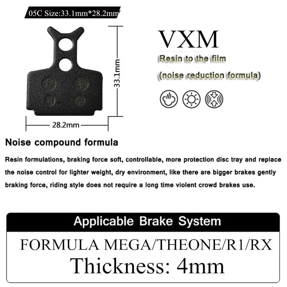 VXM 2 пары тормозных колодок для велосипеда из смолы MTB гидравлических дисковых