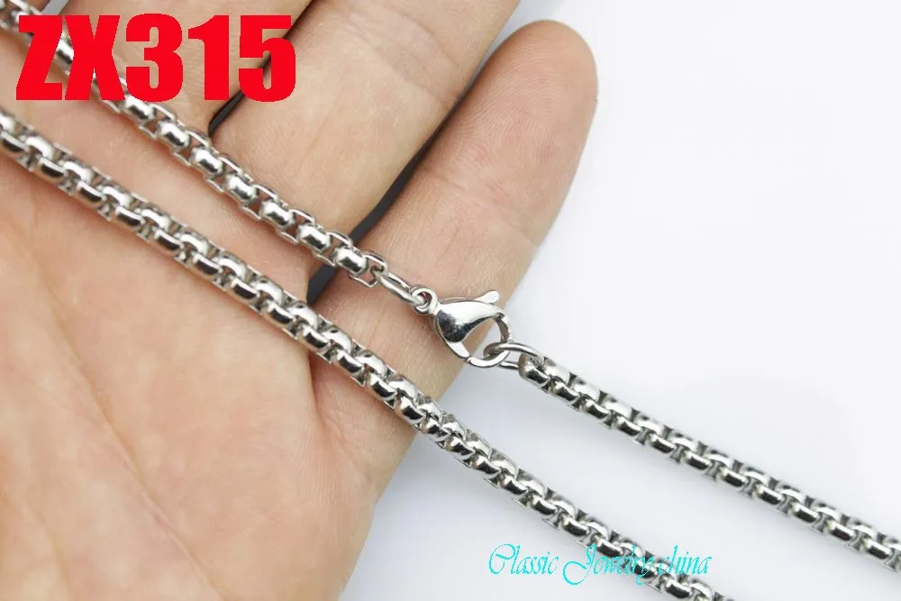 Ожерелье из нержавеющей стали с круглой коробкой цепь для свитера 16 38 дюймов 4 мм