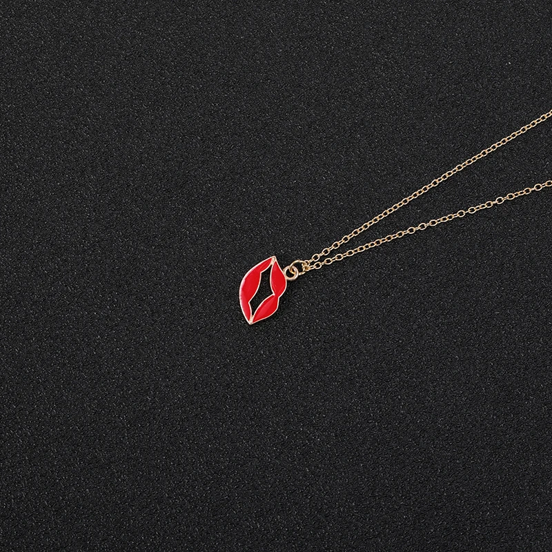 Small Cartoon Enamel Ice Cream Popsicle Necklace Colorful Rainbow Bridge Cloud Red Color Lip Chain Necklaces Women | Украшения и