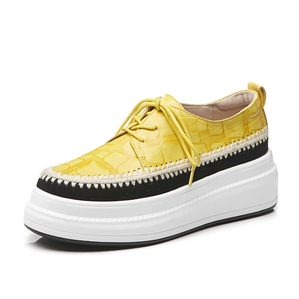 Модные туфли-лодочки из овчины ручной работы на шнурках с закругленным носком