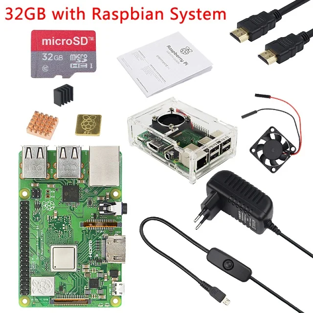 Комплект 5 UK Raspberry Pi 3 Model B Plus комплект WiFi и Bluetooth с адаптером питания 3A акриловый чехол лучше, чем Raspberry Pi 3B - Комплект: Комплект 5