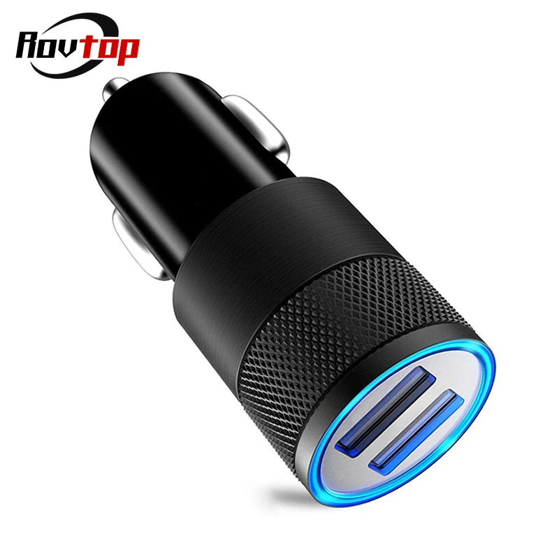 Rovtop 2.1A 1A 2 USB порта автомобильное зарядное устройство Универсальная