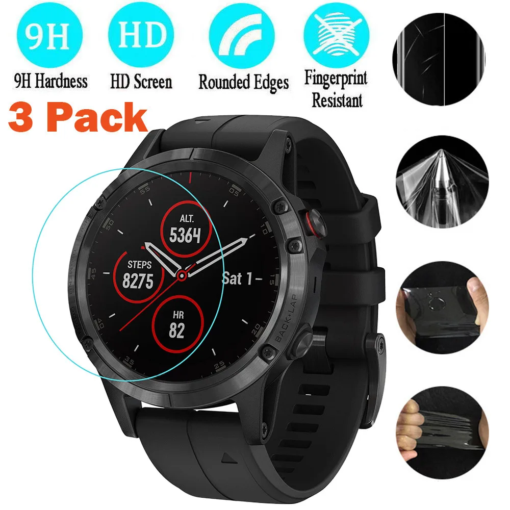 3 шт прозрачный протектор экрана из закаленного стекла против царапин для Garmin Fenix 5X Plus#3$1,7#10