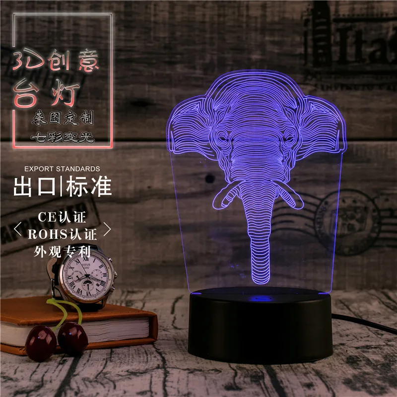 3D Led Novety светильник ing креативный подарок Ночной Настольная лампа слон домашний
