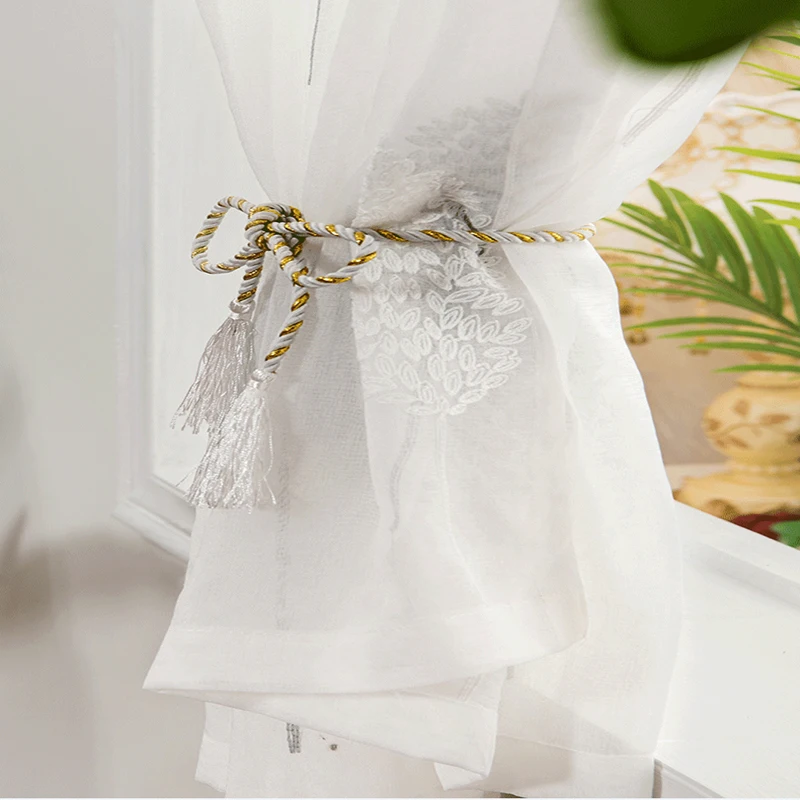 Dreampatar Convenient Punch-free Velcro Garden Leaf Jacquard Tulle Decorative Curtain Living Room Partition ML228A | Дом и сад