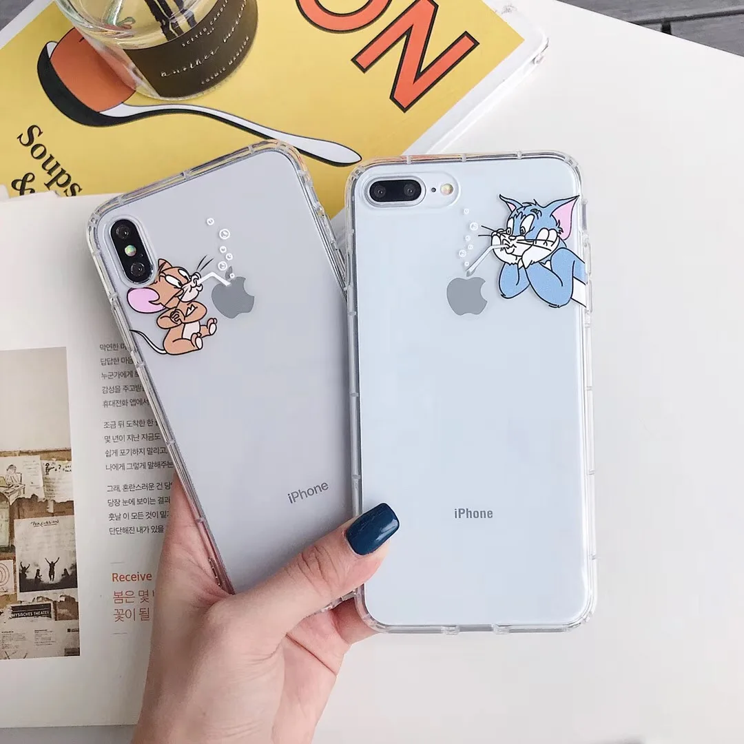 Прозрачный чехол для телефона из ТПУ с милым рисунком Тома Джерри Apple iPhone X 10 XS Max Xr