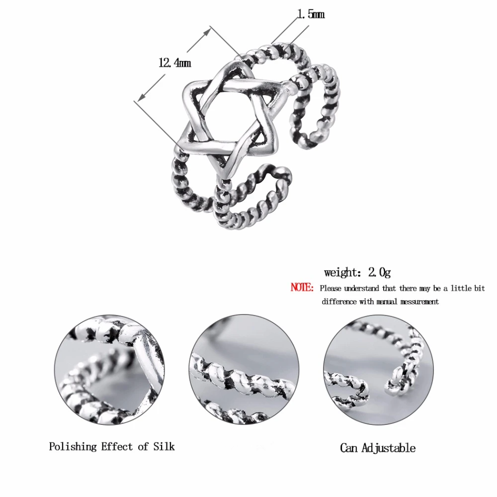 Cxwind панк пентаграмма стекируемое кольцо ретро звезды Регулируемые кольца на