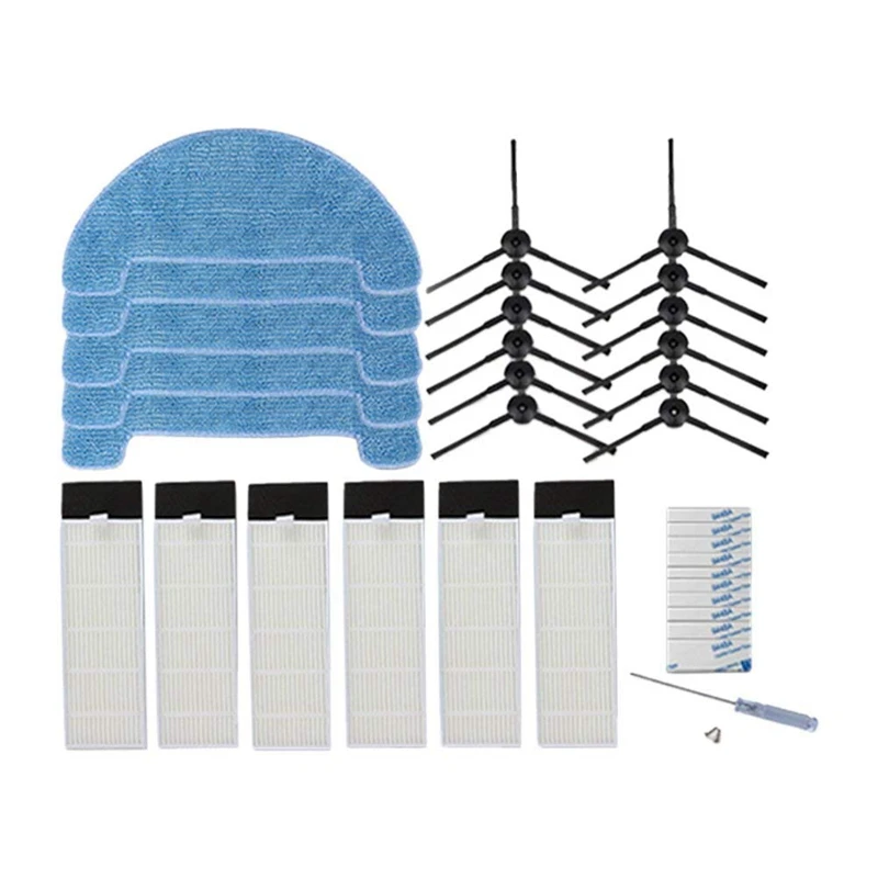 HOT!12xSide Brush+6xHepa Filter+5xMopping Cleaning Cloth for Ecovacs Vacuum Cleaner CEN550/CEN663/CEN661/CEN665/BFD-wwt Sweepi | Бытовая