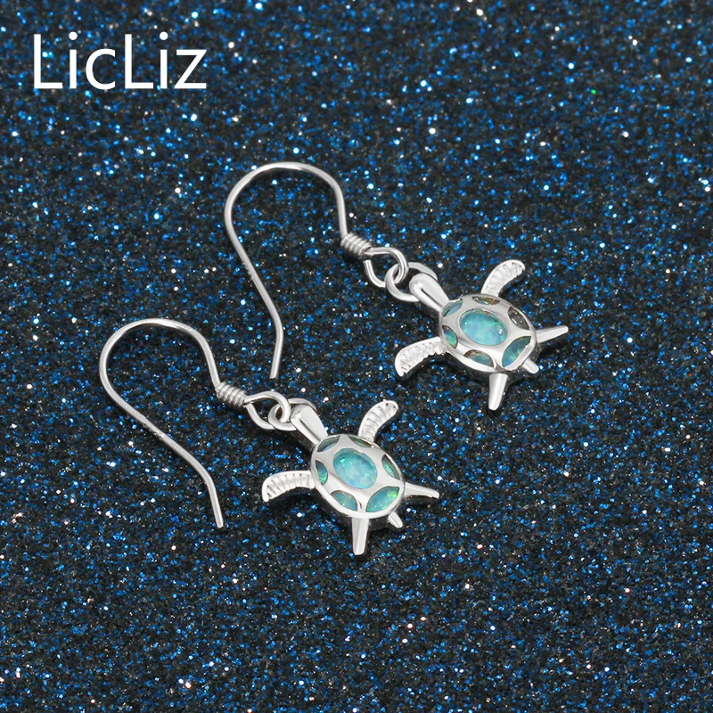 Женские серьги подвески из серебра 925 пробы с голубым опалом|drop earrings|earrings womenearring