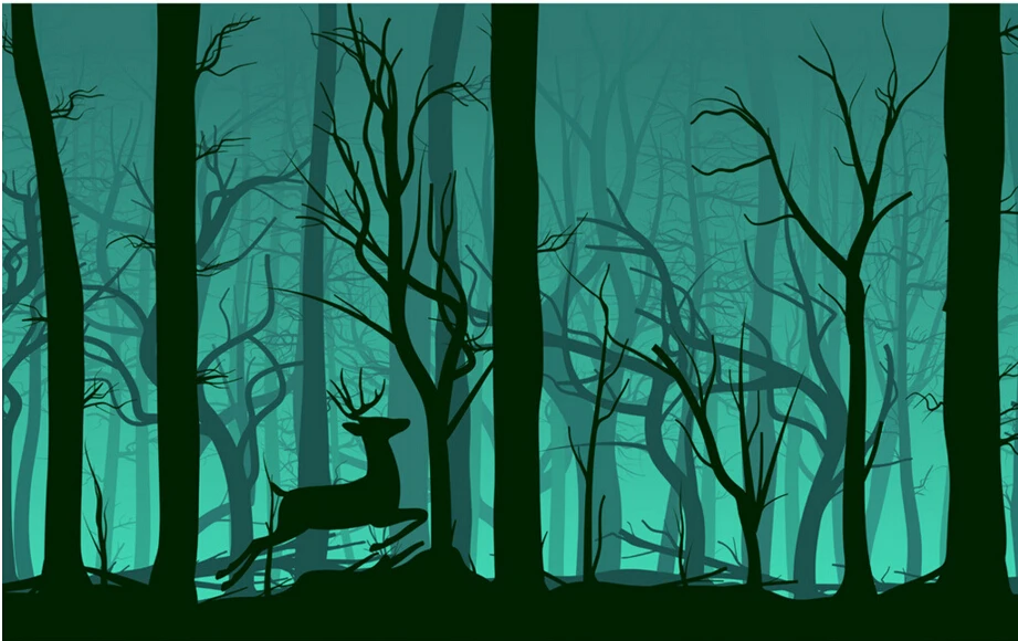 Обои на заказ с изображением природы пейзаж оленями и деревьями 3d фотообои для