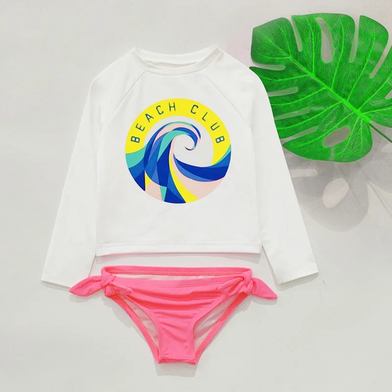 Раздельный купальник для тела с длинными рукавами девочек модный пляжный костюм