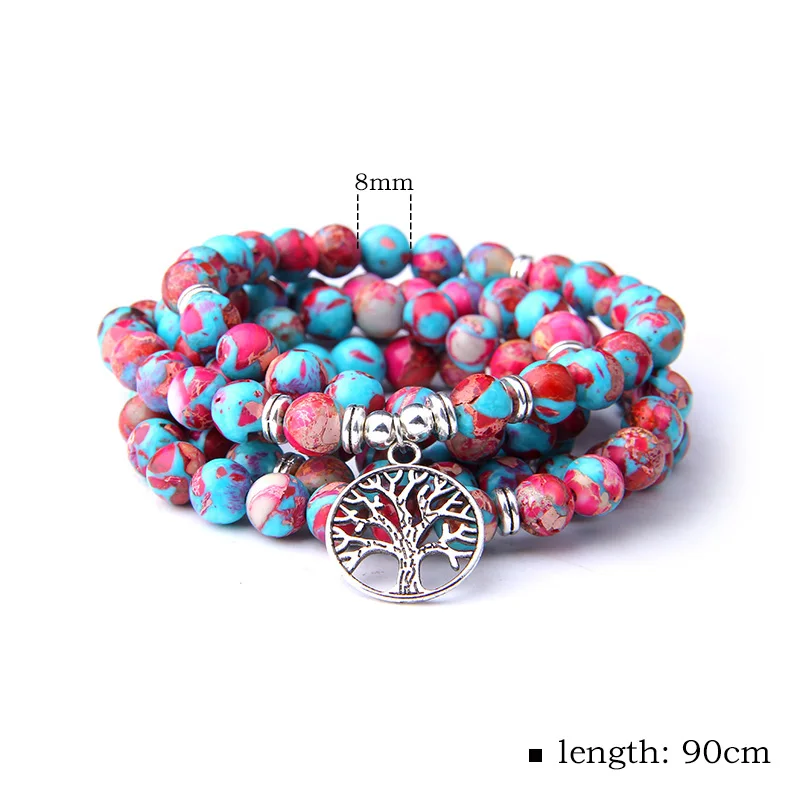 Древо жизни серебряный цвет браслет натуральный mala бусы ожерелье для мужчин