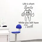 Настенные виниловые наклейки AZ508 с улыбающимися зубами, декор для стоматологических клиник, стоматологический здоровье, виниловый настенный постер, стоматологическая цитата