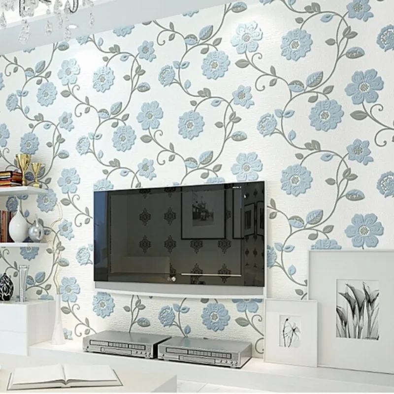 3d обои с тиснением толстый синий розовый цветок рулон обоев внутри помещения fresco