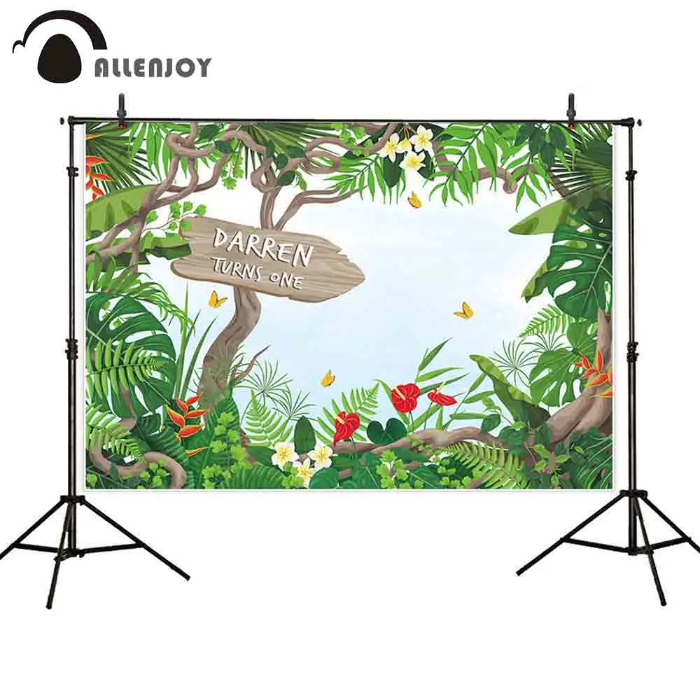 Allenjoy фотография Фон джунгли День Рождения цветок бабочка фон фотостудия
