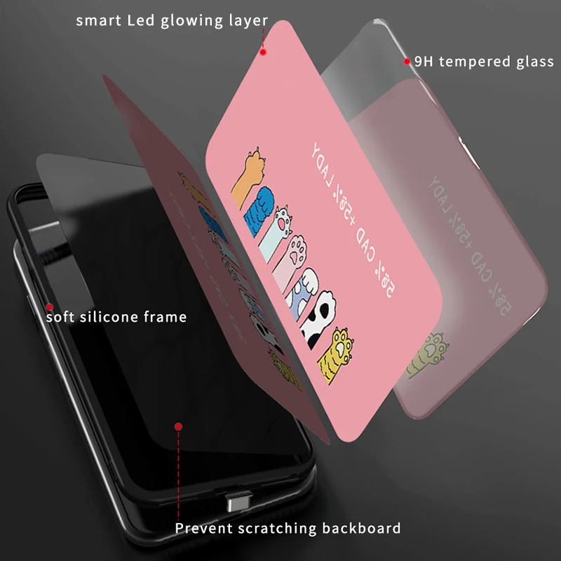 Yagoo Smart LED светящийся чехол для телефона Apple iPhone 7 8 Plus чехлы задняя крышка милый с