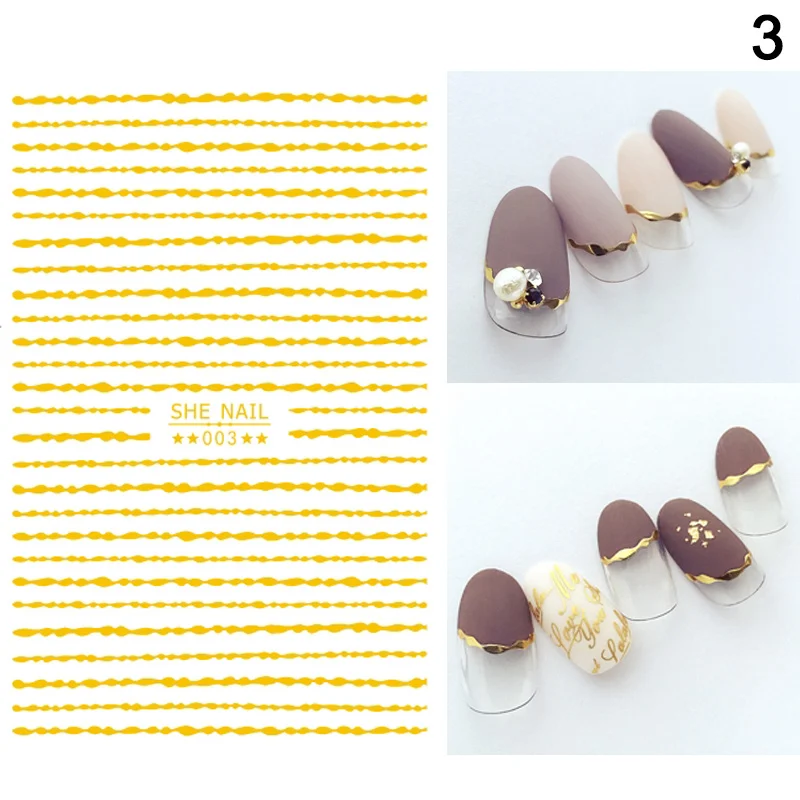 1 лист стикер для дизайна ногтей Золотые полоски цветочный узор маникюр сделай