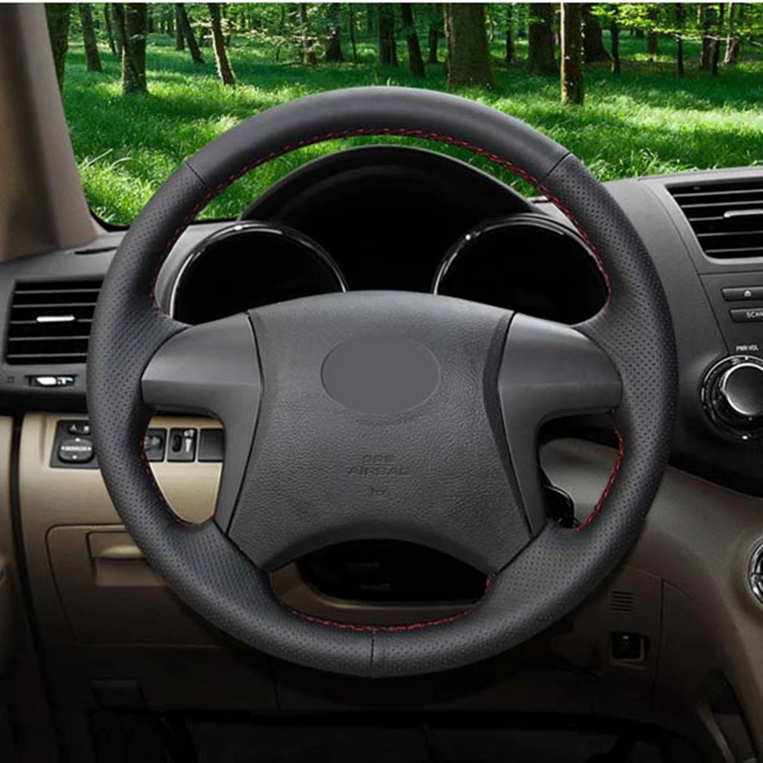 Чехол рулевого колеса автомобиля из искусственной кожи черного цвета для Toyota