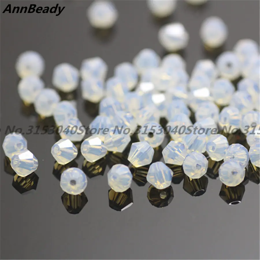 Opal White 100 шт цельные белые бусины AB цвета 4 мм стеклянные бусины для рукоделия для изготовления ювелирных изделий из австрийского хрусталя - Цвет: Opal White