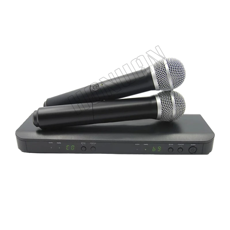 

Professional UHF Wireless Microphone System Dual Handheld Mic Channel Selectable PRO CORDLESS DUAL MICROPHONE